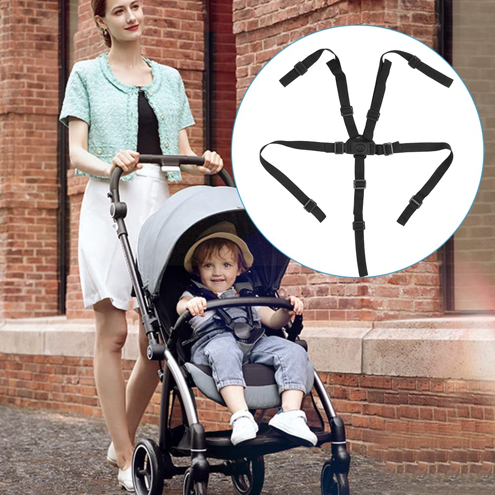 Universal Baby 5 Point Harness Belt High Chair Safety Belts Harness Stroller Children Pushchair Rotating Protection Adjustable Shoulder Strap Belts Straps for Pram Accessories(Buckle Type)