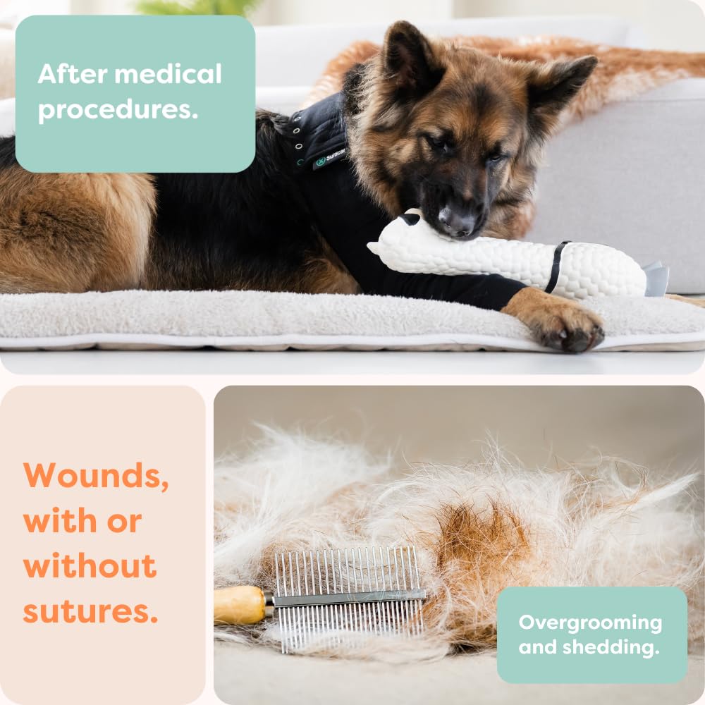 Recovery Sleeve for Dogs - Front Leg Protection After Surgery - Single Dog Leg Sleeve to Stop Licking - Machine Washable - Chest Circumference 25.2 inches to 33.1 inches - Length 13.8in - L