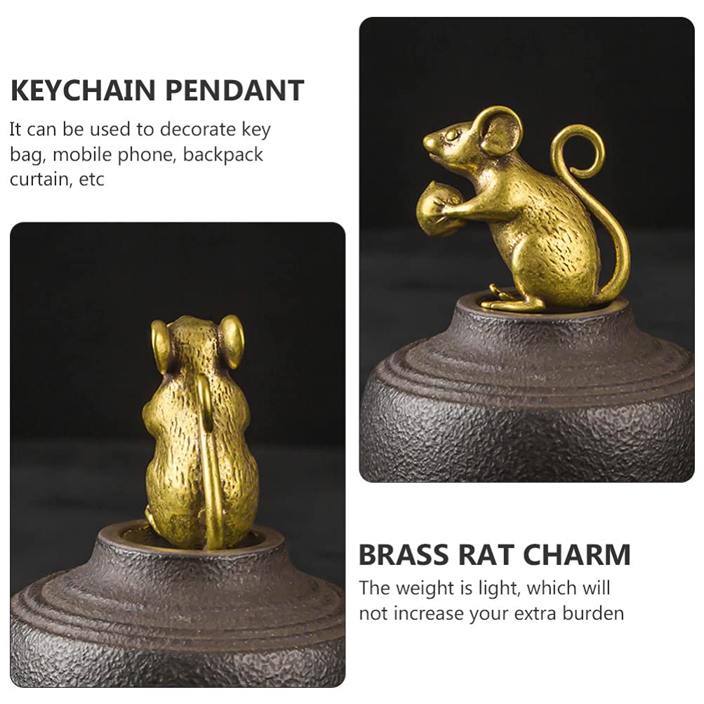 Brass Figurine Copper Lucky Rat Statue Animal Sculpture Collectibles Zodiac Pendant Rich Wealth Amulet Home Decoration