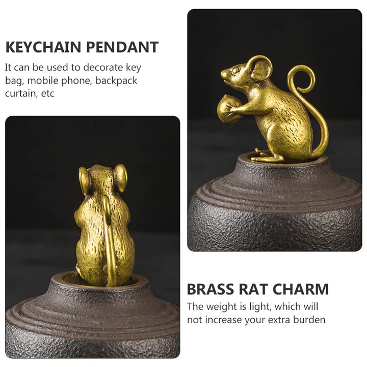 Brass Figurine Copper Lucky Rat Statue Animal Sculpture Collectibles Zodiac Pendant Rich Wealth Amulet Home Decoration