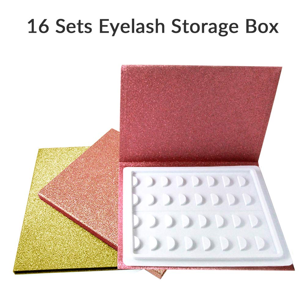 Eyelash Book to Keep 16 Pairs Eyelash, Portable Travel Lash Box, Eyelash Case, 3D Eyelash Storage Book Eyelashes Sample Catalog Display Card (Rose Gold)