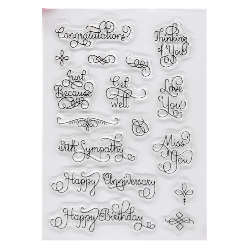 Words Congratulations Love You Miss You Happy Anniversary Clear Stamps for Card Making Decoration and DIY Scrapbooking 22041301