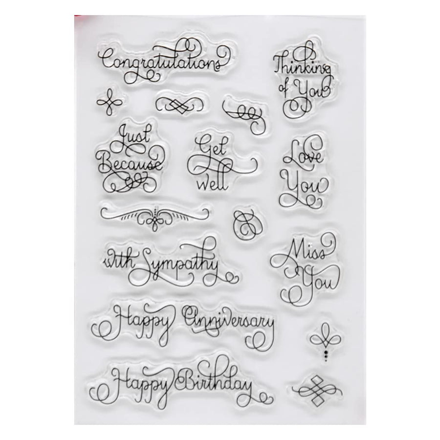Words Congratulations Love You Miss You Happy Anniversary Clear Stamps for Card Making Decoration and DIY Scrapbooking 22041301