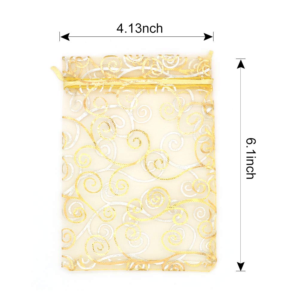 Organza Gift Bags 100Pcs Gold Sheer Organza Bag 4x6 Inc