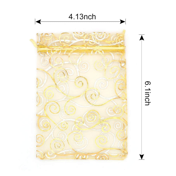 Organza Gift Bags 100Pcs Gold Sheer Organza Bag 4x6 Inc