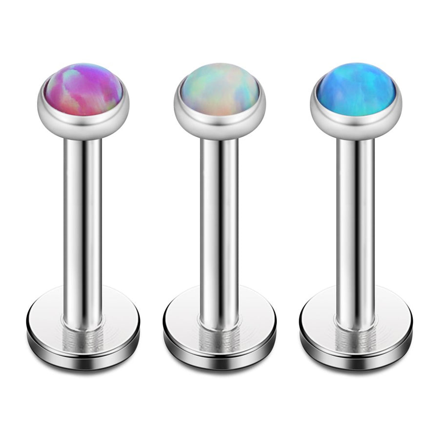Mix Color Opal Internally Threaded Stainless Steel Labret Monroe Lip Ring Tragus Helix Earring 16G 1/4 6mm 3pcs