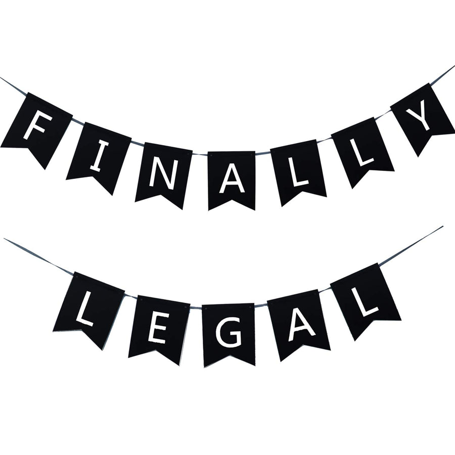 21 Finally Legal 21st Birthday Decorations Black and Si