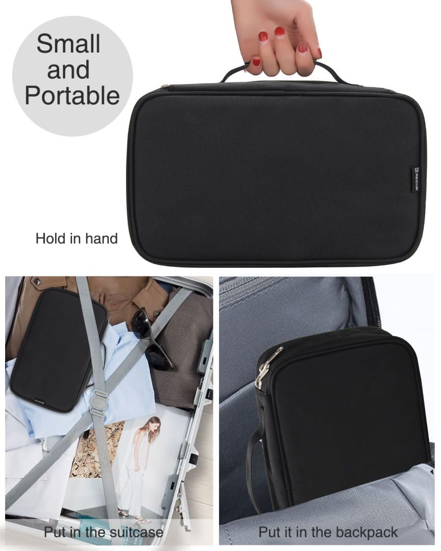 Makeup Brush Bag, Makeup Brush Organizer Cosmetic Bags Makeup Artist Case with Belt Strap Holder Multi functional Cosmetic Bag Makeup Handbag for Travel &amp; Home Gift (Black)