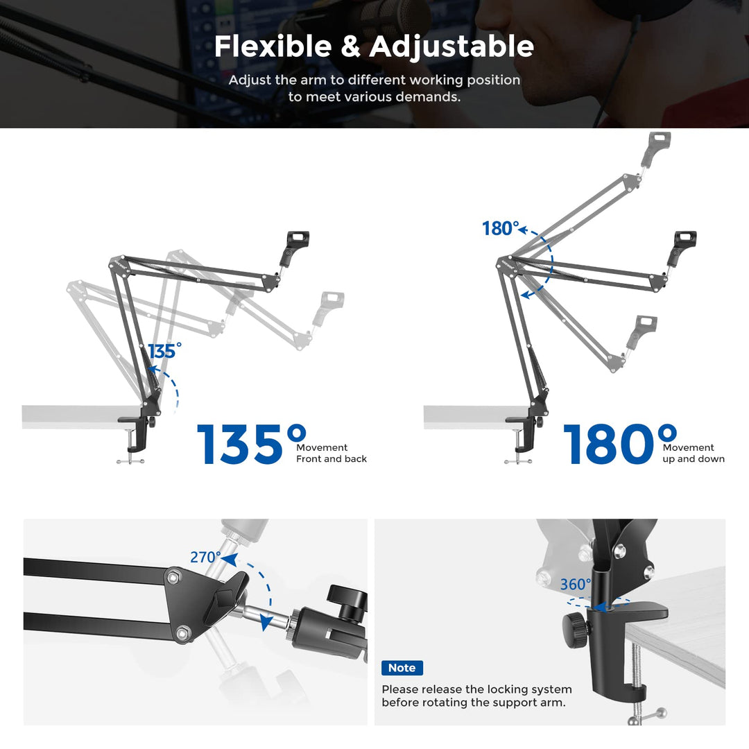 Neewer Microphone Arm Stand, Suspension Boom Scissor Mi