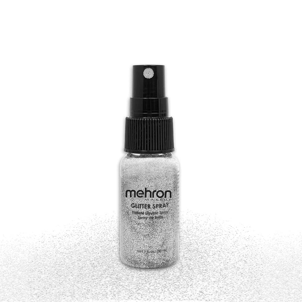 Makeup GlitterSpray | Hair and Body Glitter Spray | Body Shimmer Spray 1 fl oz (30 ml) (Silver) Perfect for Beauty, Theater, Halloween, Parties, Festivals, Concerts, and More
