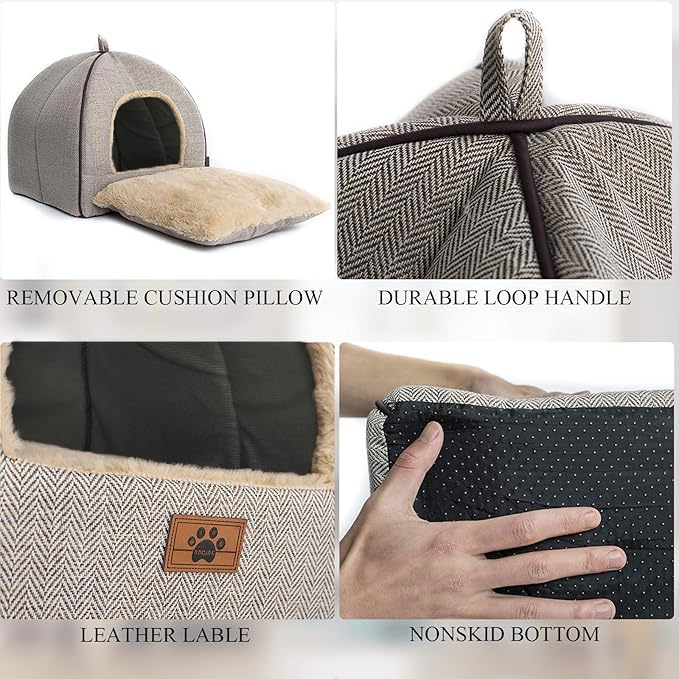 Cat Bed for Indoor Cats - Cat Cave Beds Cat House Cat Tent with Removable Washable Cushioned Pillow, Soft Kitten beds,Cat Beds &amp; Furniture, for Small and Medium Pet Bed