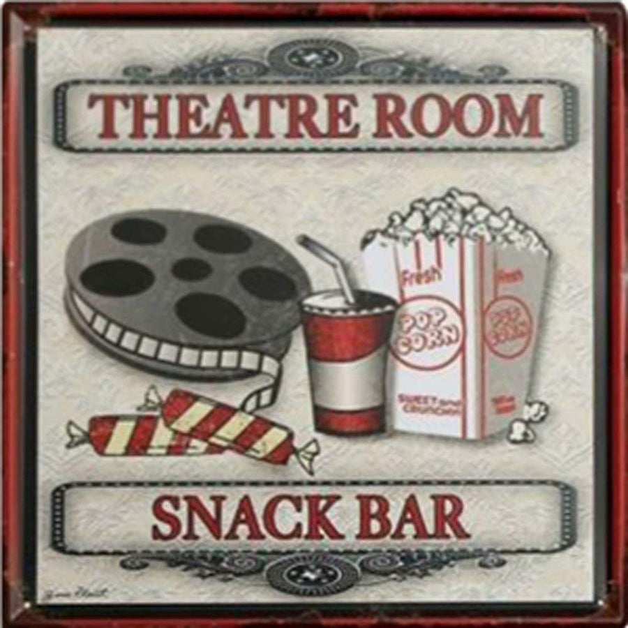Theatre Room Snack BAR Vintage Metal Tin Signs Cinema Poster Pub Bar Decor Art Wall Plaque 11.8x11.8inch