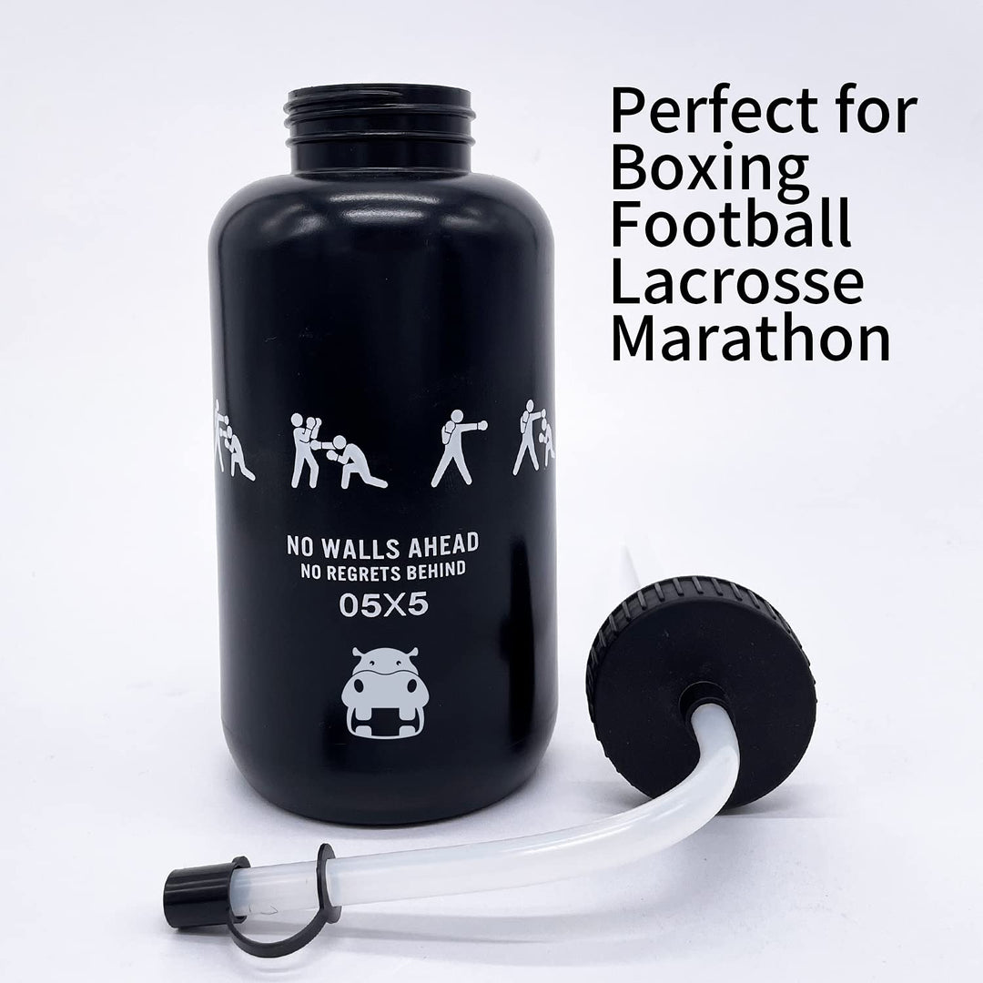 SHOKE Long Straw Water Bottle Hockey Boxing 1 Liter Wat