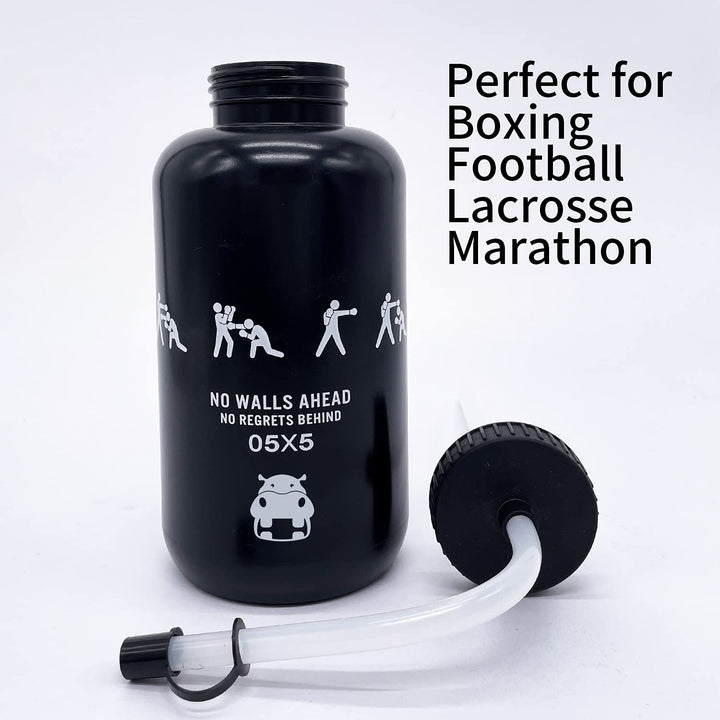 SHOKE Long Straw Water Bottle Hockey Boxing 1 Liter Wat