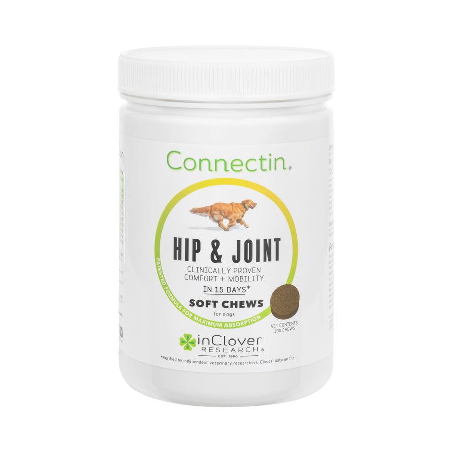 InClover Connectin Natural Hip & Joint Supplement for Dogs with Glucosamine, Chondroitin & Hyaluronic Acid - Soft Chew for Dog Mobility, Comfort & Active Lifestyle Support, 100 Count