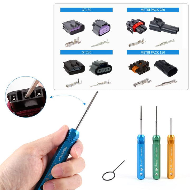 ST5211 Pin Removal Tool KIT for Weather Pack Metri Pack series connector harness terminals and connector crimp pin etc electrical connector, Tool KIT include DRK 785084 Amp 1.5mm Removal Tool