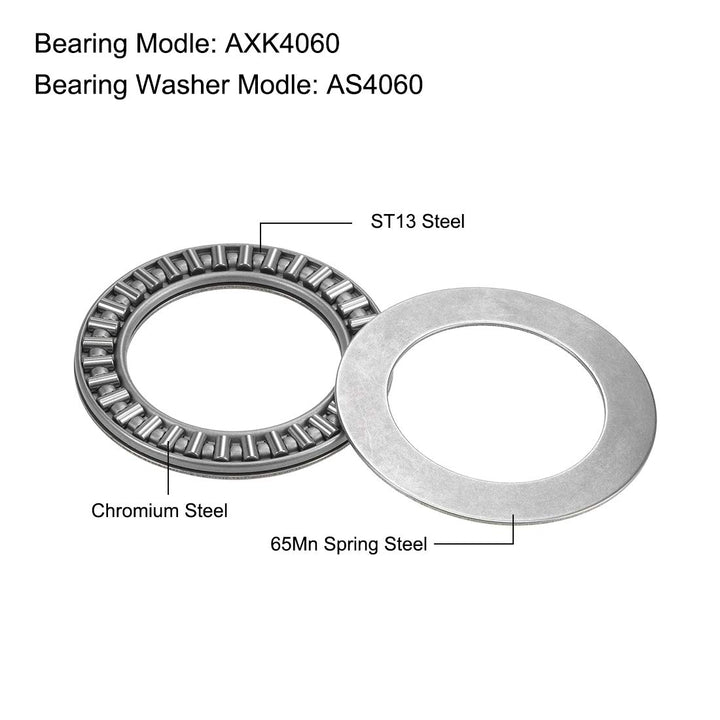 AXK4060 Thrust Needle Roller Bearings with Washers 40mm Bore 60mm OD 3mm Width 2pcs