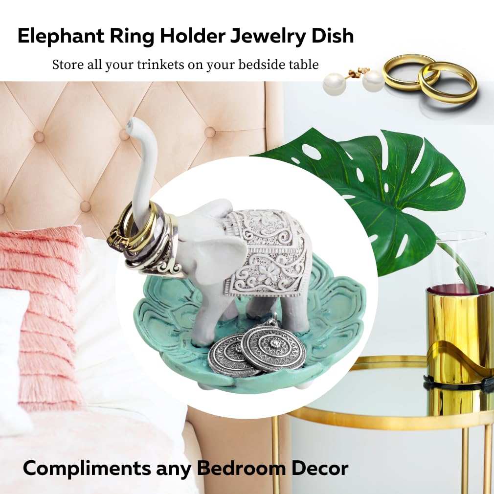 Evelots Set of 2 Elegant Good Luck Elephant Jewelry Rin