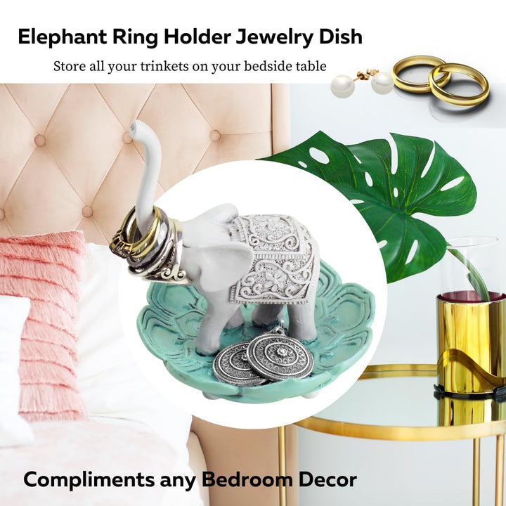 Evelots Set of 2 Elegant Good Luck Elephant Jewelry Rin