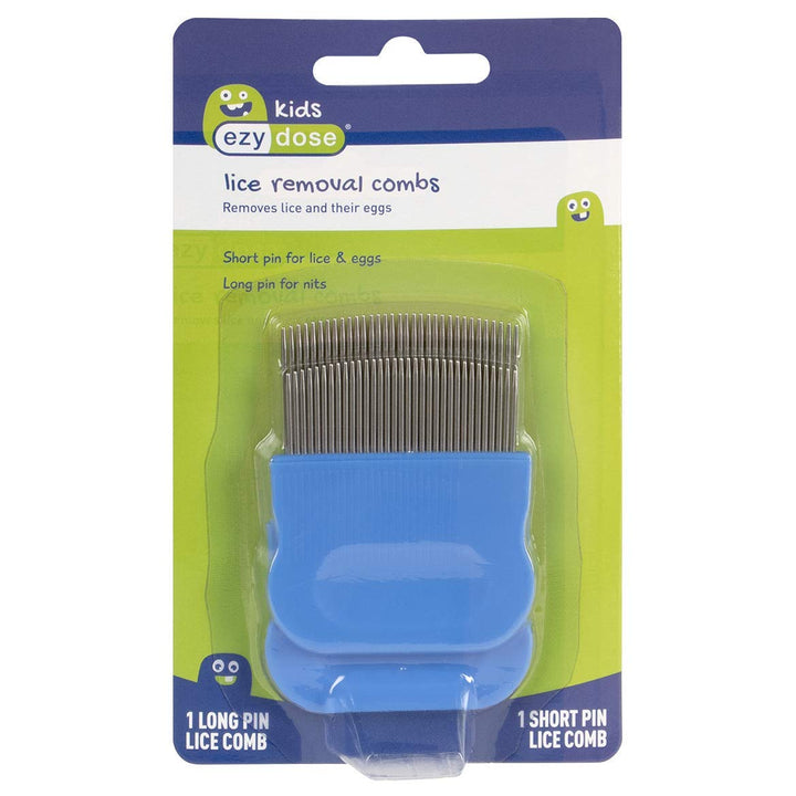 Ezy Dose Kids Lice and Eggs Comb | Hair Care for Baby, Toddler, Adult | Stainless Steel Pin Teeth | Pack of 2 (Short/Long)