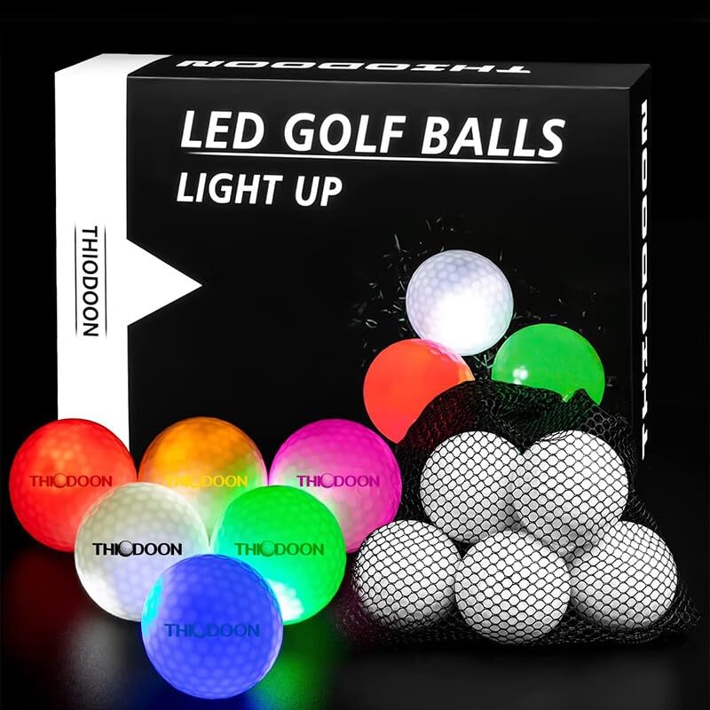 Glow in The Dark Golf Ball Upgarded Timer Resettable for Night Sports Super Bright LED Glowing Golf Balls Long Lasting Light up Golf Ball (6 Pack)