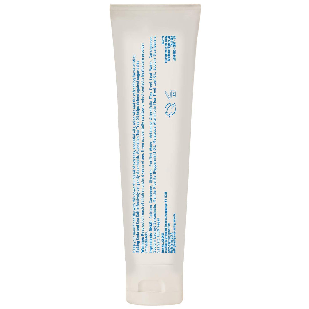 Tea Tree Oil Toothpaste - Mint - 6.25 Oz - Refreshing Taste - Deep Cleans Teeth &amp; Gums - Helps Fight Plaque - Sea Salt - Pure Essential Oil - Baking Soda - Promotes Healthy Mouth