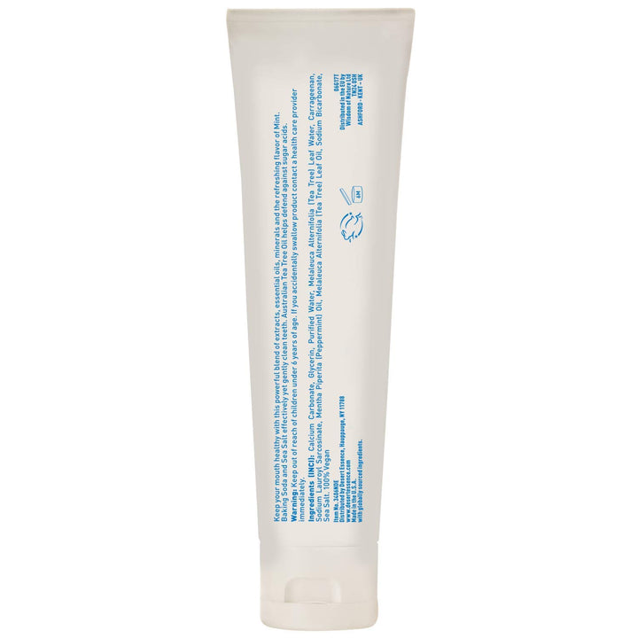 Tea Tree Oil Toothpaste - Mint - 6.25 Oz - Refreshing Taste - Deep Cleans Teeth &amp; Gums - Helps Fight Plaque - Sea Salt - Pure Essential Oil - Baking Soda - Promotes Healthy Mouth