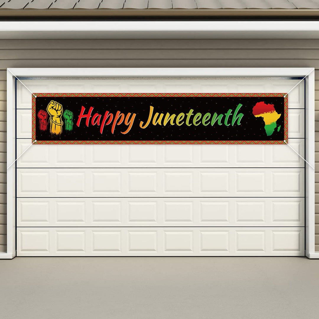 Large Happy Juneteenth Banner for Fence Yard Lawn Junet