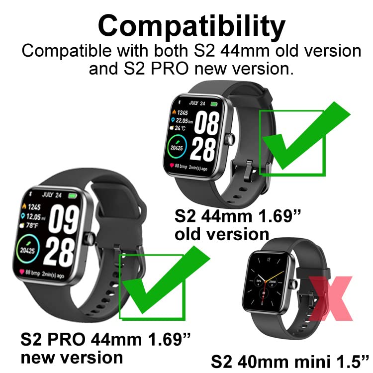 Screen Protector for S2 1.69 inch, Compatible with TOZO S2 smartwatch, 3-Pack, 3D Full Coverage, Curved Edge frame, Anti-shatter, Anti-scratch