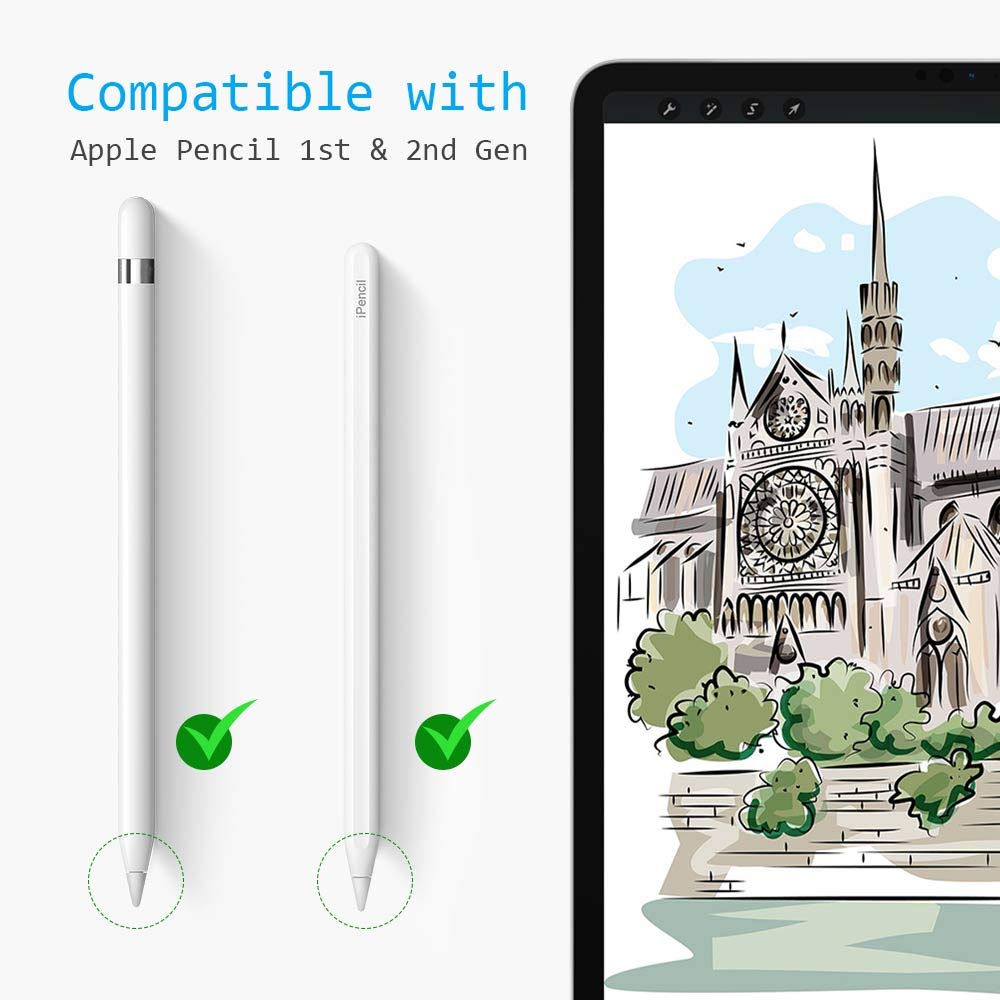 Soft Paperfeel Damping Tips Replacement Compatible with Apple Pencil 1st Gen & 2nd Gen, Noise Reducing Pen Nibs for iPad Pro(2 PCS)