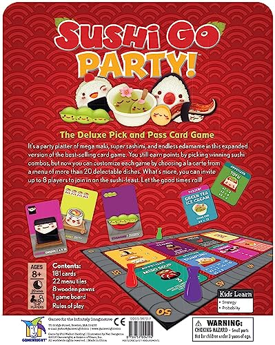 Sushi Go Party! - The Deluxe Pick &amp; Pass Card Game , Multicolored