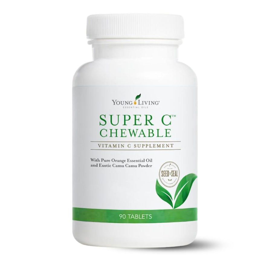 Super C Chewable Tablets 90ct - Vitamin C Supplement with Blend of Camu Camu, Acerola, Cherry, and Rose Hip Fruit Powder and Orange Premium Essential Oil