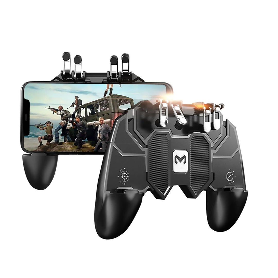 PUBG Mobile Game Controller, [Upgrade] 6 Finger Trigger Phone Controller Gamepad with Cooling Gamepad for Shooter Sensitive Aim Trigger for Android &amp; iOS for Knives Out/Rules of Survival