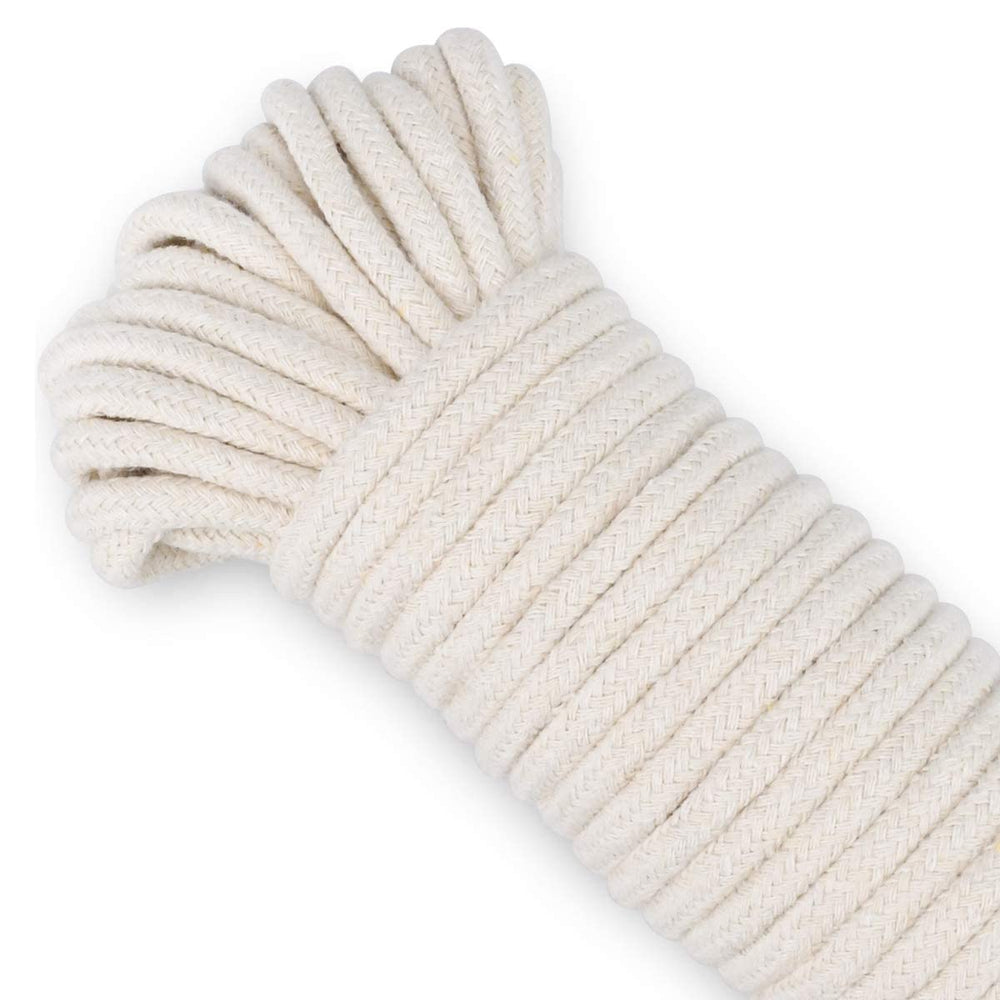 65 Feet Craft Rope, 1/4 INCH Braided Rope, Cotton Rope, Clothesline for DIY Rope Basket/Mat as Candle Replacement Wick Self Watering Rope for Potted Plants (6MM,65 Feet)