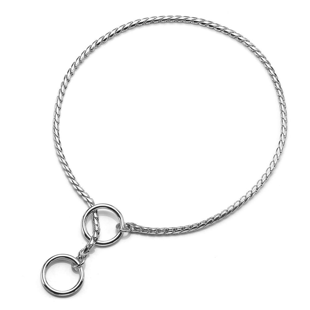 Metal Chain Dog Choke Collar, Puppy Pet Snake Chain Stainless Steel Slip Chain Collar for Dogs Walking Training