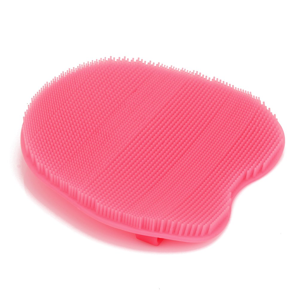Food-grad Soft Silicone Body Scrubber Shower Cleansing Brush Gentle Exfoliating Bath Glove, SPA Massage Skin Care Tool (Pink)