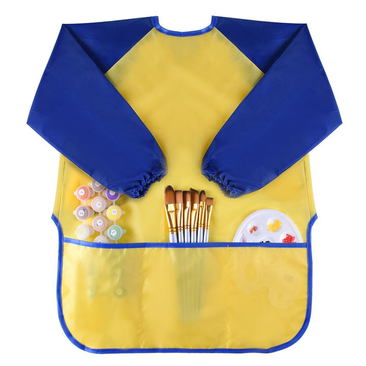 Childrens Kids Toddler Waterproof Play Apron Art Smock with 3 Roomy Pockets - Painting, Baking, Feeding Smock - Age 2-4 years (Paints and Brushes not included)