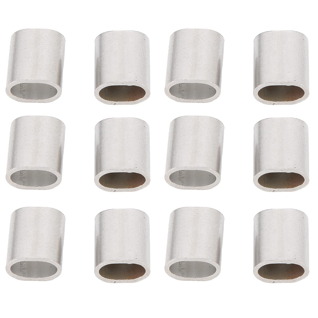 50Pcs M3 Oval Steel Sleeve, 304 Stainless Steel Wire Crimping Loop, for Crimping on the Wire Rope, with 3.2mm Inner Width, M
