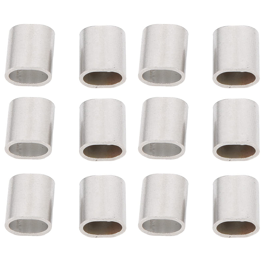 50Pcs M3 Oval Steel Sleeve, 304 Stainless Steel Wire Crimping Loop, for Crimping on the Wire Rope, with 3.2mm Inner Width, M
