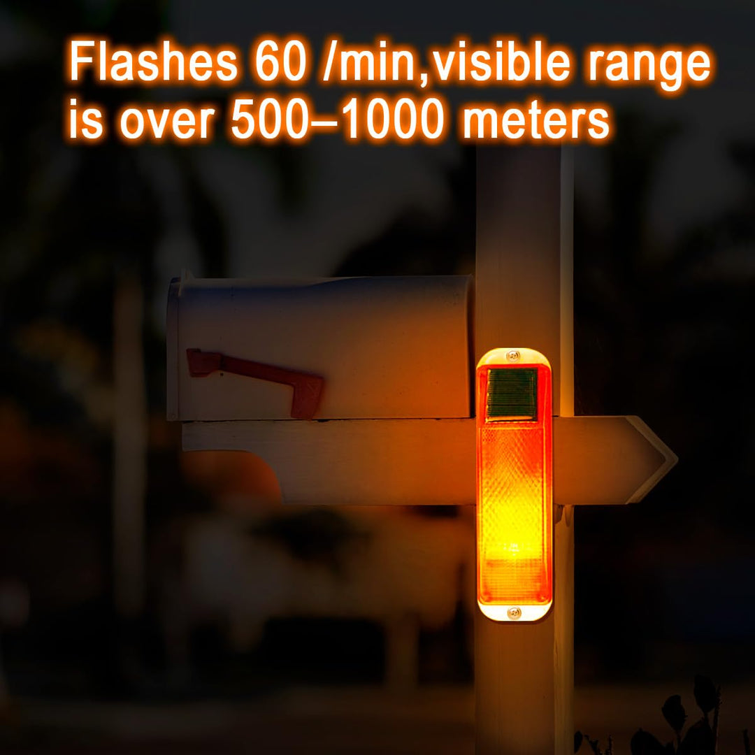 Solar Strobe Warning Light Sensitive LED Warning Lamp Super Bright IP54 Waterproof Light Control Flashing Beacon Barricade Construction Safety Road Signs Flash Traffic Lights (Red)