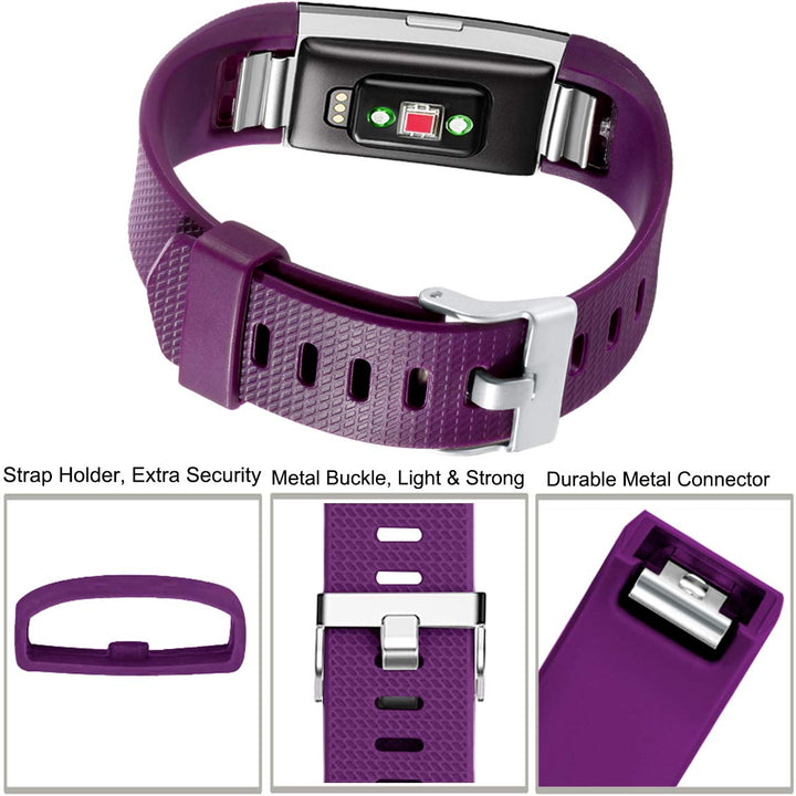Bands Replacement Compatible with Fitbit Charge 2 for Women Men Small, 3 Pack Sports Watch Band Strap Wristband Compatible with Fitbit Charge2 HR Fitness Tracker, Black, Plum, Gray