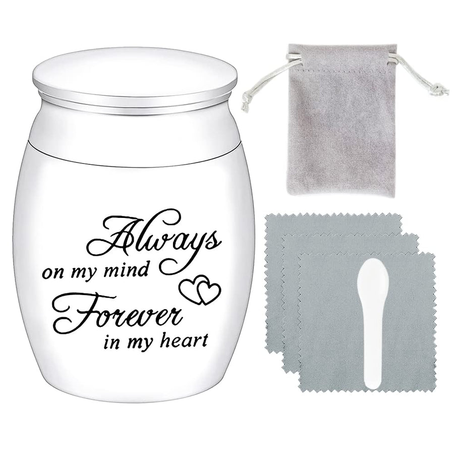 Memorial Small Urns for Human Ashes, 1.6 Mini Keepsake Cremation Urns for Ashes Decorative Funeral Urn Ashes Holder Pet Keepsake Urn, Mini Decorative Container Storage Jar for Family & Loved Ones