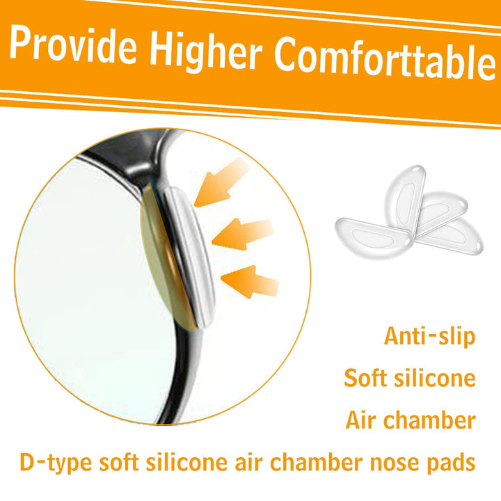 Silicone Eyeglass Nose Pads Sticky, Hypo-allergenic Adhesive Nose Grips for Glasses and Sunglasses 12 Pairs