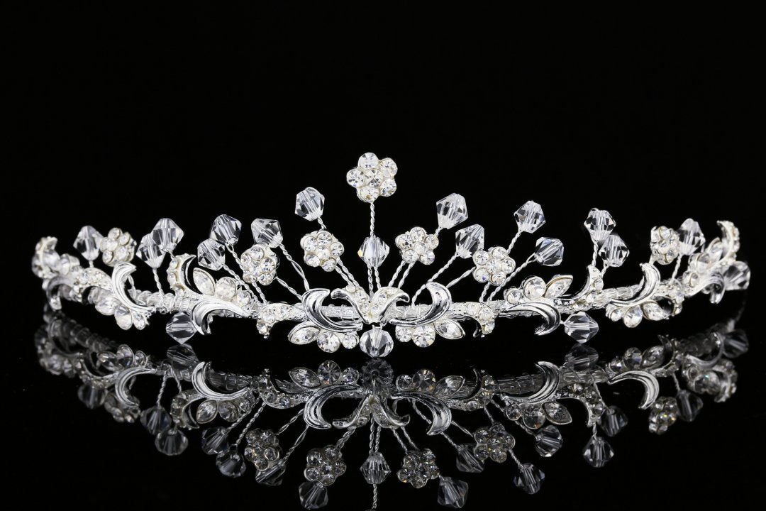 Handmade Bridal Flower Rhinestone Crystal Prom Wedding Crown Tiara T948