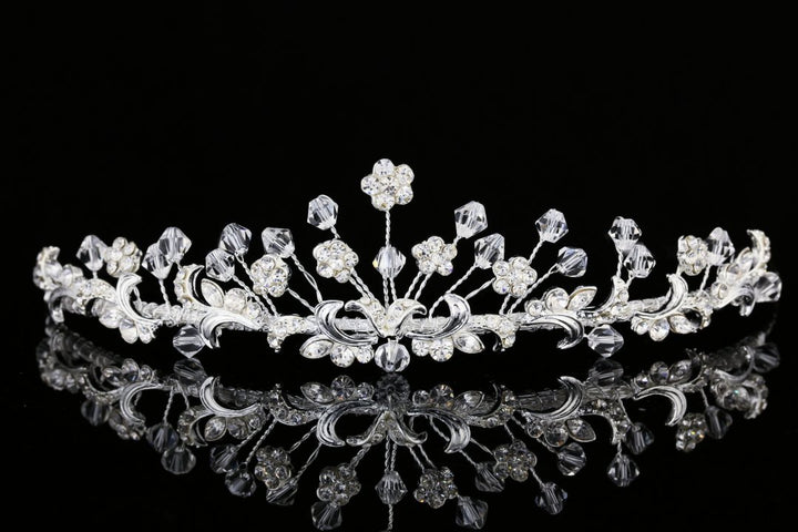 Handmade Bridal Flower Rhinestone Crystal Prom Wedding Crown Tiara T948