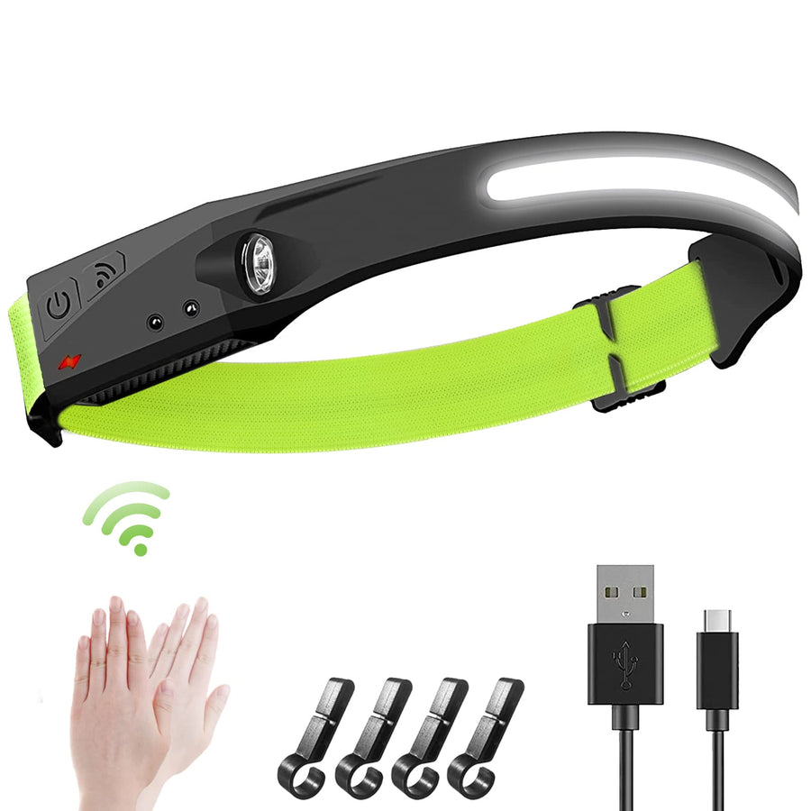JIMEJV Rechargeable Headlamp, 5 Light Modes, 230° Wide 