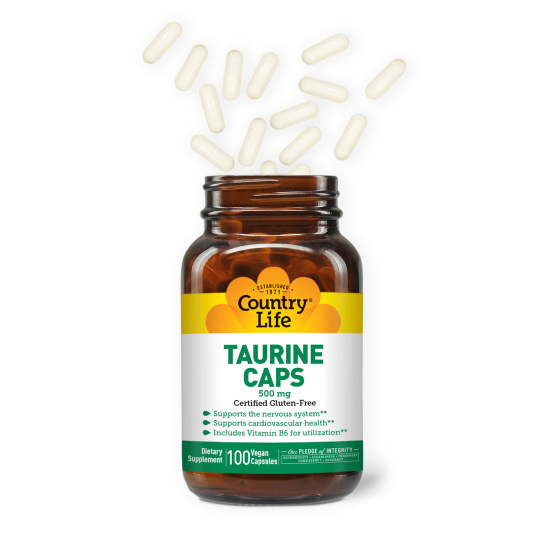 Country Life Taurine 500 mg w/B-6, 100 Capsules