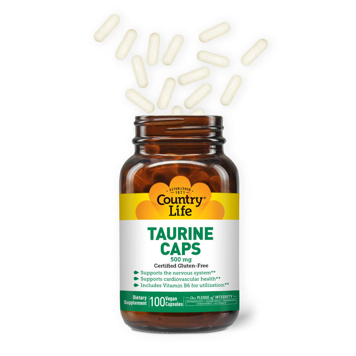 Country Life Taurine 500 mg w/B-6, 100 Capsules