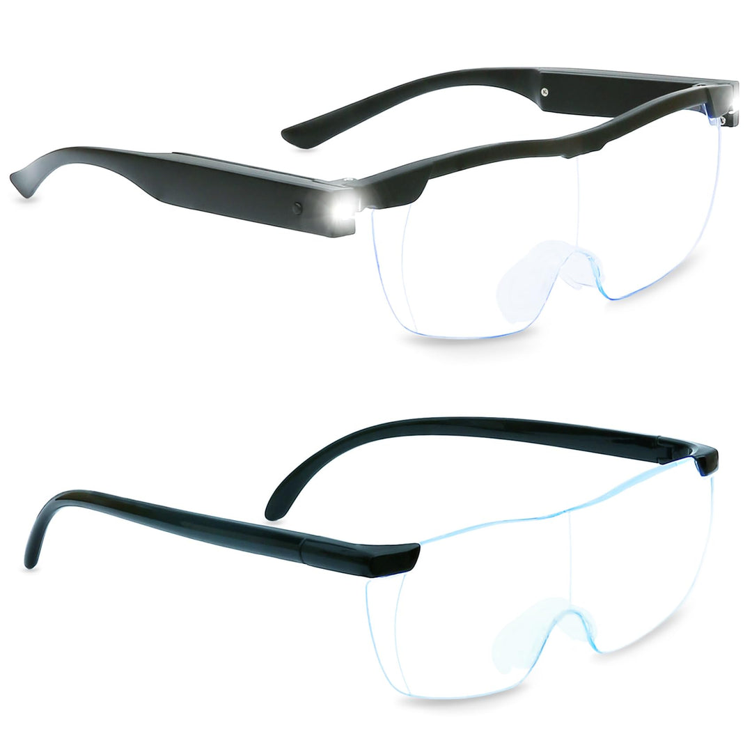 Magnifying Glasses with Light, LED Rechargeable Head Magnifier Glasses, Anti-blue light 180% Magnification with Dual LED Lights, Hands Free Magnifying Eyeglass for Reading, Close Work and Craft(Black)