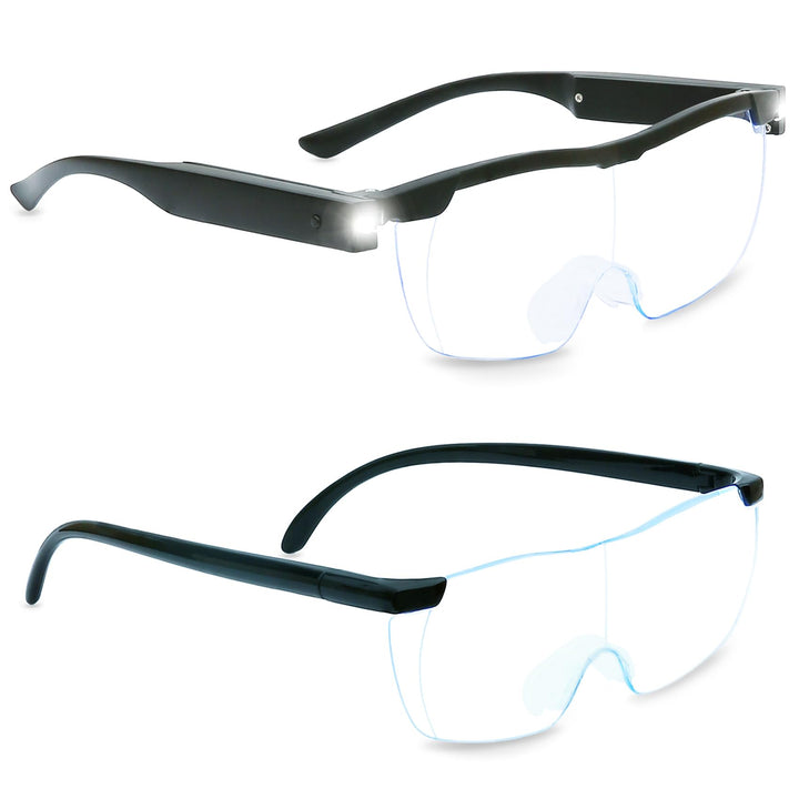 Magnifying Glasses with Light, LED Rechargeable Head Magnifier Glasses, Anti-blue light 180% Magnification with Dual LED Lights, Hands Free Magnifying Eyeglass for Reading, Close Work and Craft(Black)